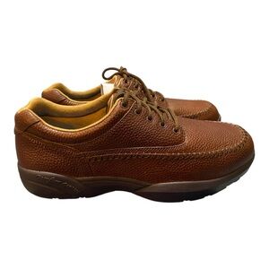 NEW! Dr Comfort Mens Chestnut Leather Shoes Size 14 Extra Wide w/ NEW Inserts!